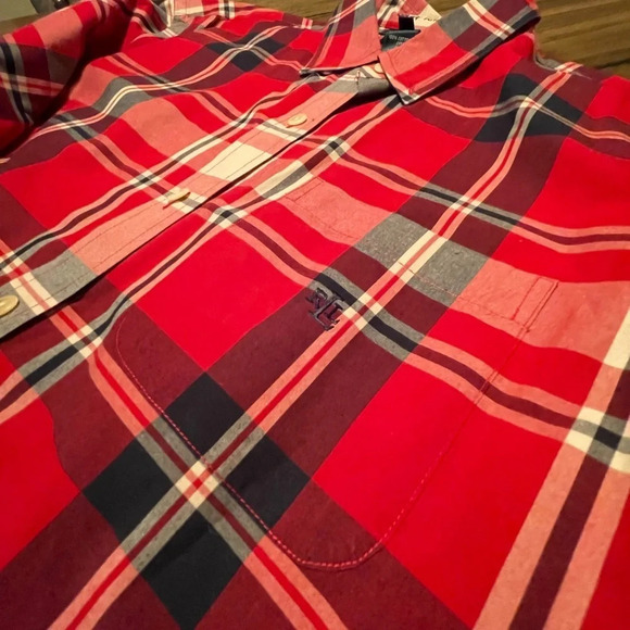 Lauren by Ralph Lauren Tartan Plaid Embroidered RLL Red Navy Chest Pocket Shirt - Picture 6 of 9